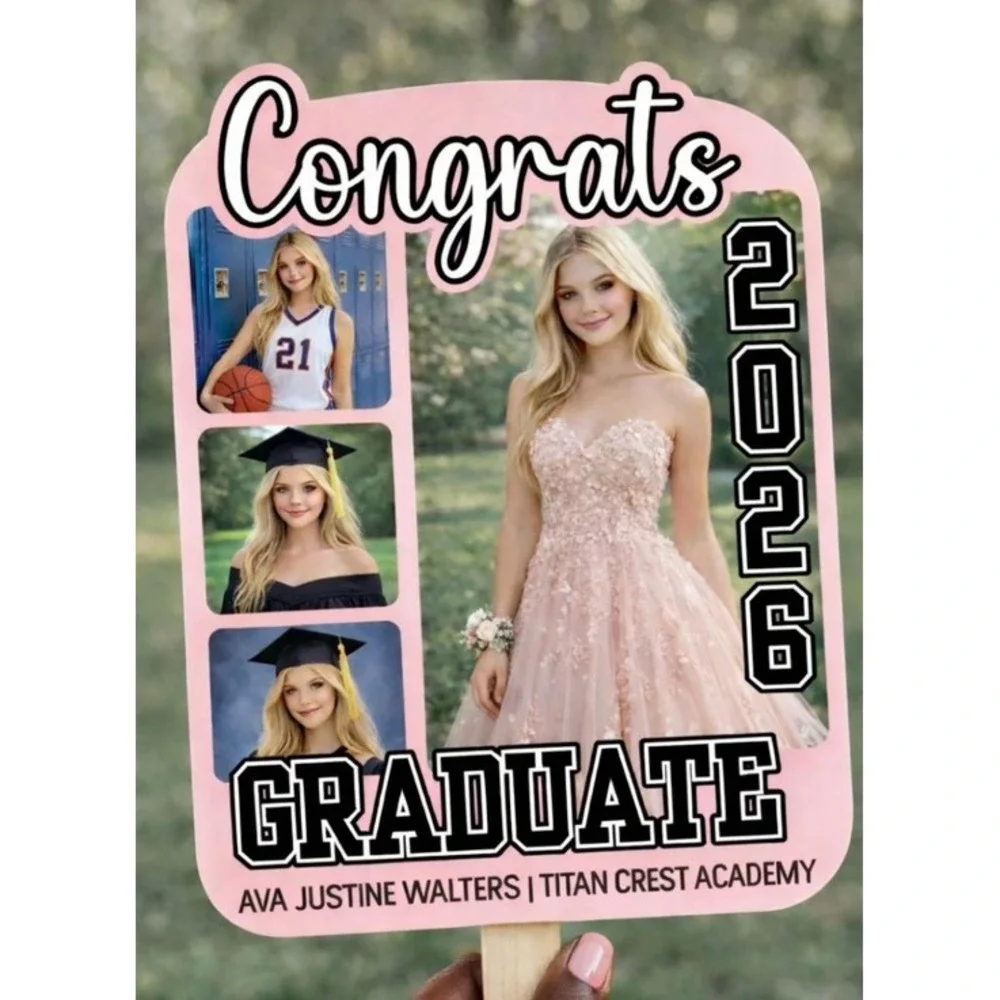 Custom Photo Graduation Fans Graduation Favor Set‎ of 4